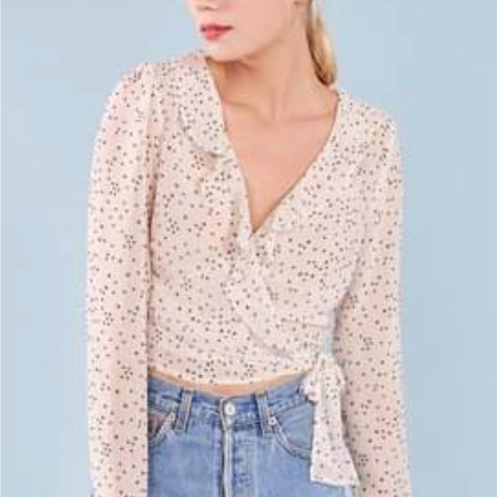 Reformation Monika Sheer Star-Print Wrap Top